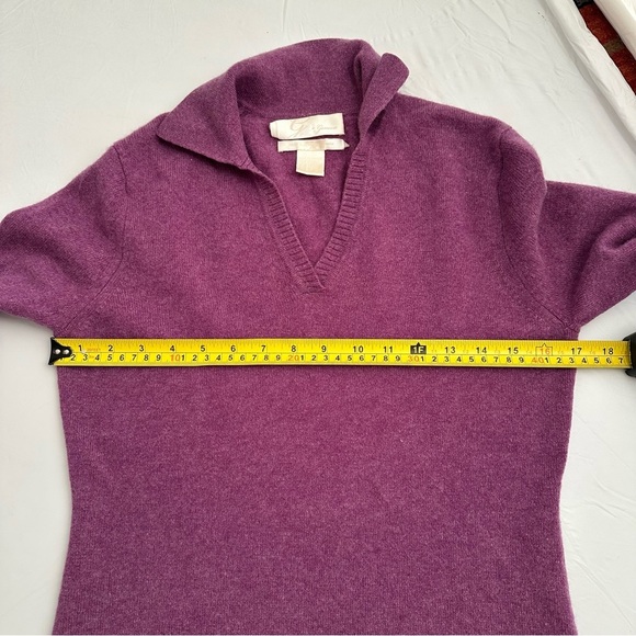 Geneva purple cashmere v-neck collar sweater M - Picture 6 of 9